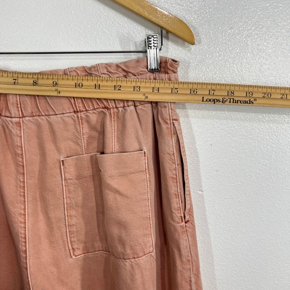 Pilcro Anthropologie Peach Culotte Wide Leg Cropped Paperbag Jeans Medium Rust - Picture 7 of 11